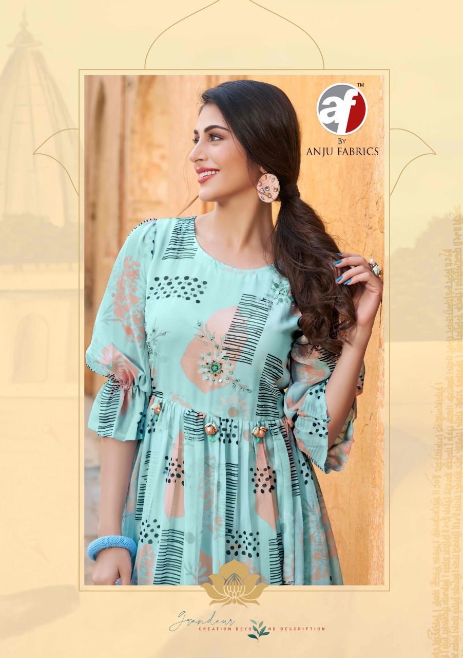 FUSION New Latest Designer Party Wear Printed Georgette Kurtis Collection